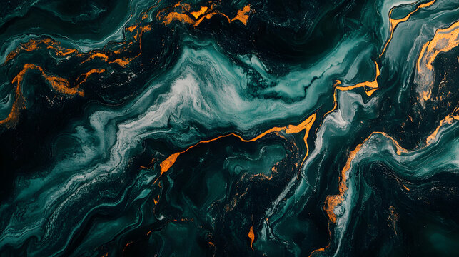 Marble background in emerald green with black and gold lines for book cover or ceramic motif.