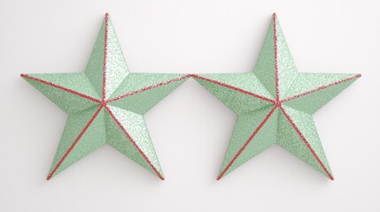 Obraz premium Decorative green paper stars home decor craft art festive environment aesthetic view holiday concept