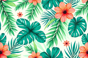 Fototapeta premium Floral pattern with bright flowers, background for the decoration, for summer prints. 