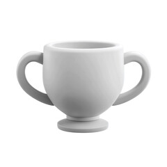 Obraz premium White stone trophy cup with intricate patterns, isolated on a transparent background.