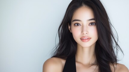 Fototapeta premium Captivating portrait of young woman studio setting beauty photography natural light