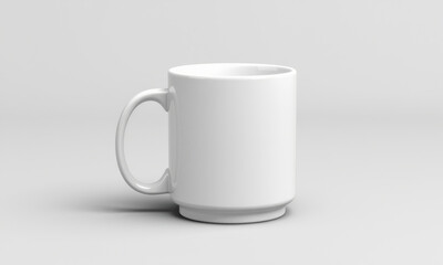 Fototapeta premium plain white mug mockup on neutral background, perfect for showcasing designs or branding. Ideal for promotional materials or product presentations