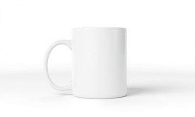Obraz premium plain white ceramic mug mockup on clean background, perfect for showcasing designs or branding. Ideal for promotional materials or product presentations