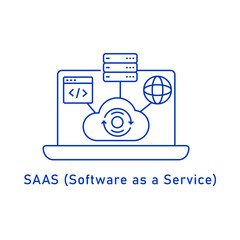 SaaS (Software as a Service) delivers cloud-based applications accessible via the internet without installation.- Editable Stroke Line icon