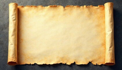 Faded parchment sheet, irregular edges, worn appearance, rustic, isolated, vintage paper texture