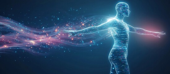 Digital human energy flow, glowing, abstract.