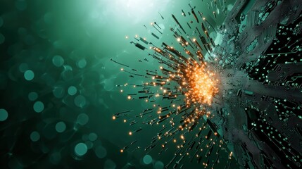 An abstract representation of a quantum computer, with glowing qubits and complex circuitry, symbolizing the potential of quantum computing to revolutionize various fields.