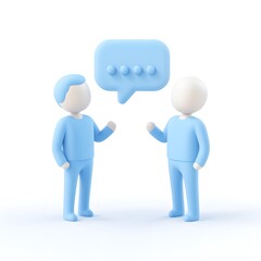 Two persons are engaged in a conversation with a speech bubble