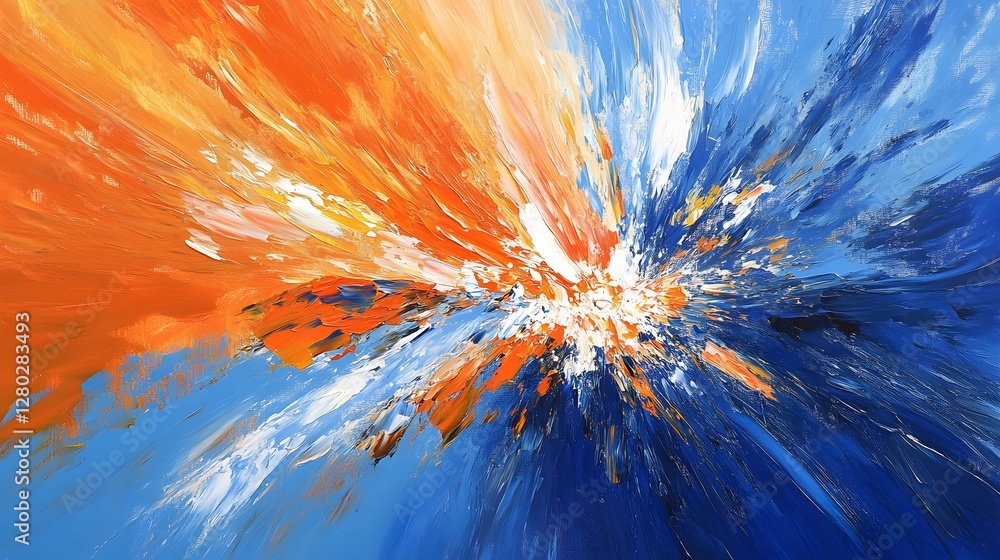 Poster a colorful abstract painting displaying an explosion of light and colors