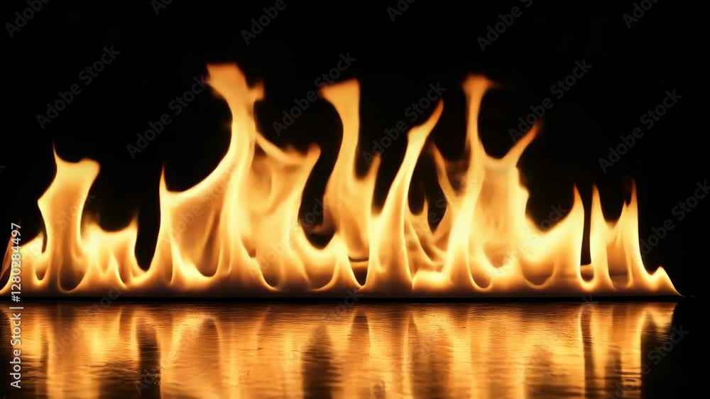 Poster flames dancing against a dark backdrop create an intense visual display of fire dynamics, fire flame