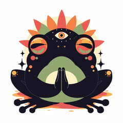 Zen Yoga Frog Illustration, Third Eye