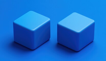 Fototapeta premium Two light blue cubes on a blue background.