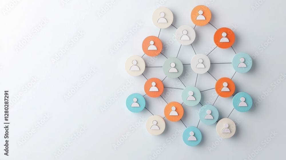 Poster a circular organizational chart emphasizing a collaborative and team based approach, with individual