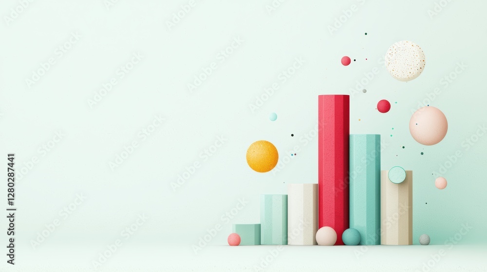 Poster a bar chart with vertical bars of different heights, representing the performance of various product
