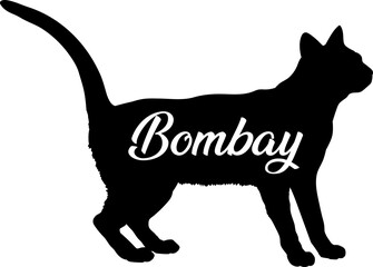 Bombay. cat silhouette, cat, cat breeds, logo, vector, silhouette,  animal, illustration, icon, sign, design, black, symbol, pet, love

