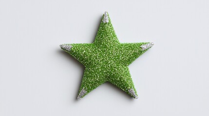 Creating a vibrant green glitter star decoration for festive celebrations home craft project indoor close-up creativity