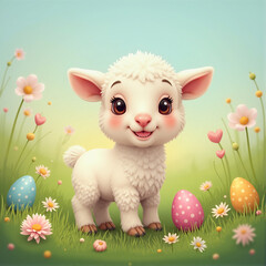 Easter eggs with lamb