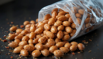 Fototapeta premium peanuts in a glass bowl crushes nuts in a bowl peanuts in a salt HD and 4K image 