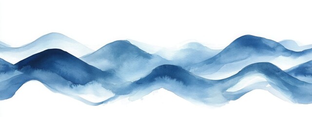 Obraz premium Abstract watercolor ocean waves with soft curves and gentle shading. Generative AI