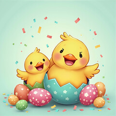 easter eggs and chicks
