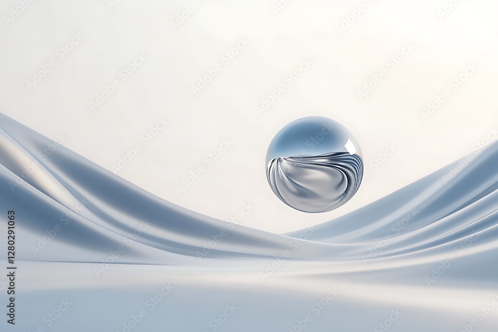 Leinwandbilder a floating metallic abstract object in a minimalist setting, ideal for modern design projects.