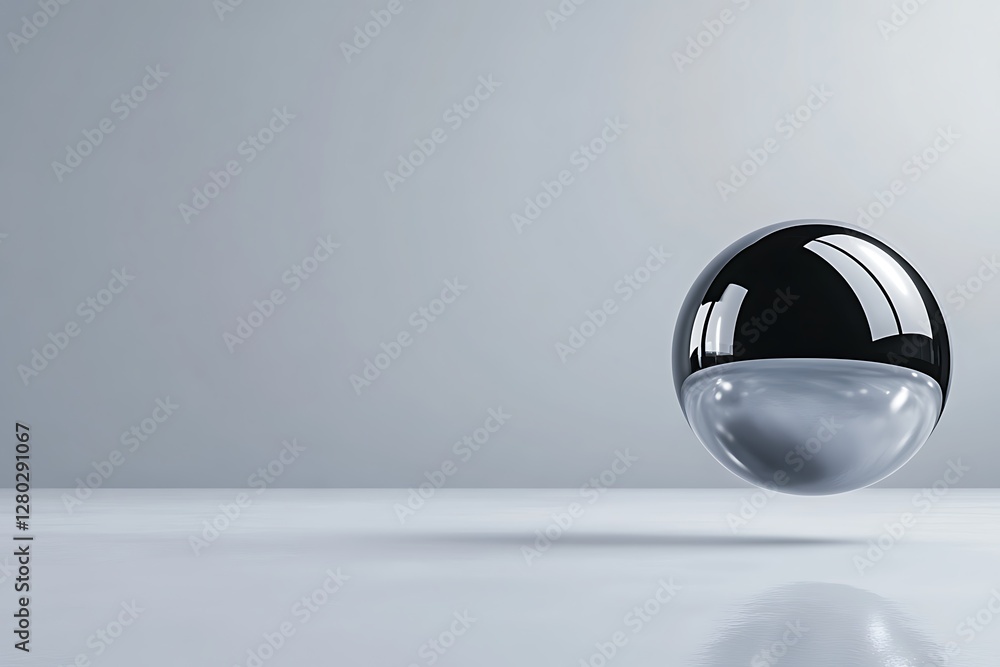 Fototapete floating metallic abstract object in a minimalist setting, showcasing artistic design and modern aes