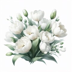 Fototapeta premium bouquet of white tulips