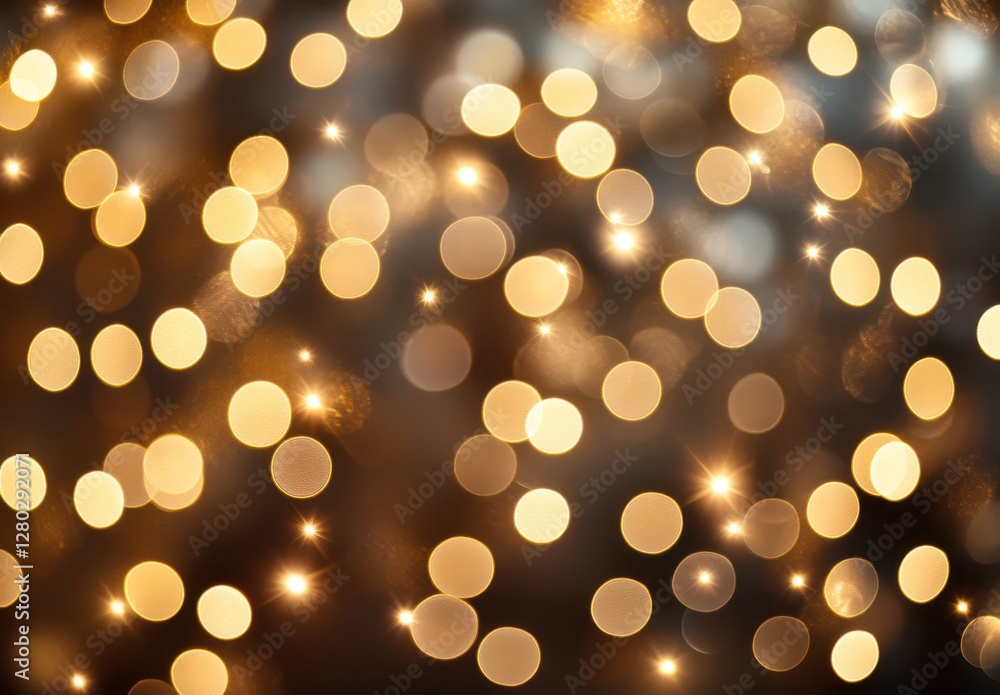 Aufkleber abstract background of soft golden glowing bokeh lights creating a dreamy atmosphere for holiday cel