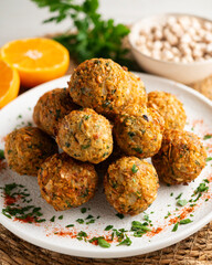 Delicious chickpea falafel balls with a traditional vegan Arabic recipe.