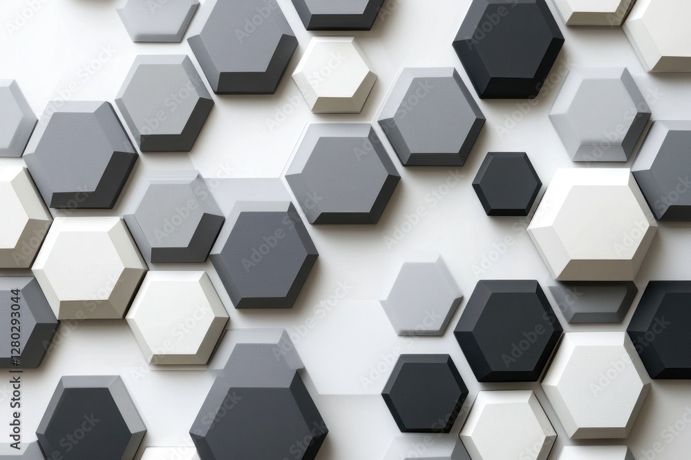 Poster abstract grayscale hexagon pattern background.