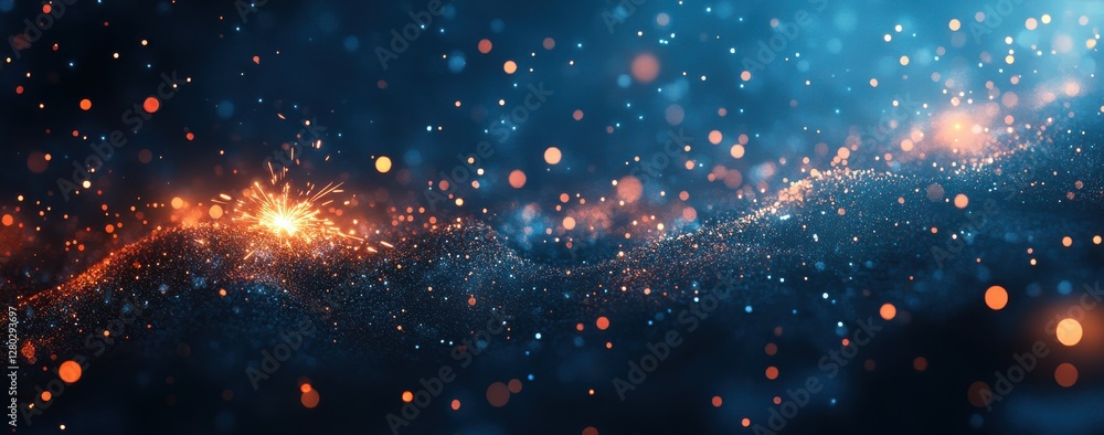 Poster abstract colorful background with glowing bokeh lights and sparkles for creative design and magical 
