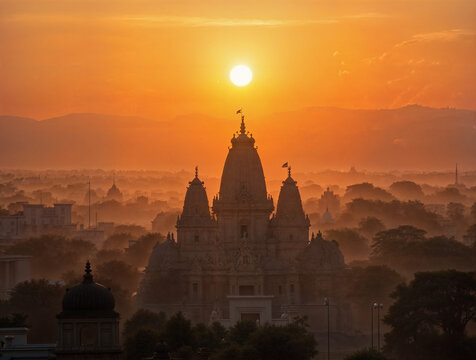 indian temple on a sunset shot