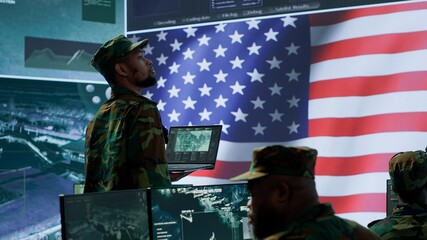 American army soldier protecting state secrets and classified data, safeguarding important hybrid...