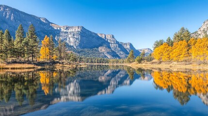 Obraz premium Mountain Lake Autumn Reflection Landscape Photography