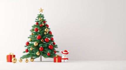 Festive christmas tree with gifts cozy living room home decor holiday vibes front view celebration spirit