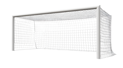 Empty soccer goal with net isolated on white background