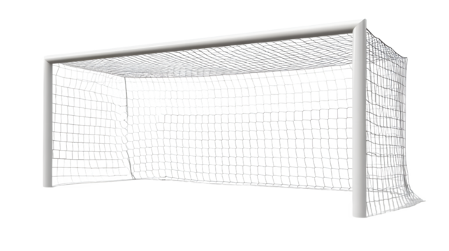 Empty soccer goal with net isolated on white background