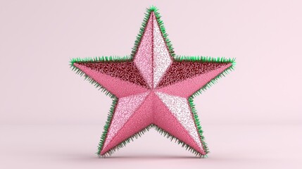 Obraz premium Festive pink star decoration modern studio 3d render vibrant colors aesthetic showcase holiday theme