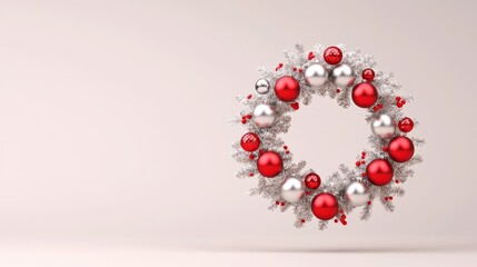 Festive christmas wreath decoration studio setting 3d render holiday atmosphere close-up view joyful concept