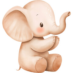 Baby elephant watercolor illustration