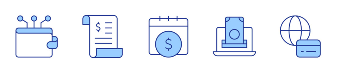 ewallet, invoice, money, online payment, payment. Payment Icon vector illustration. Line Duotone style. Editable stroke