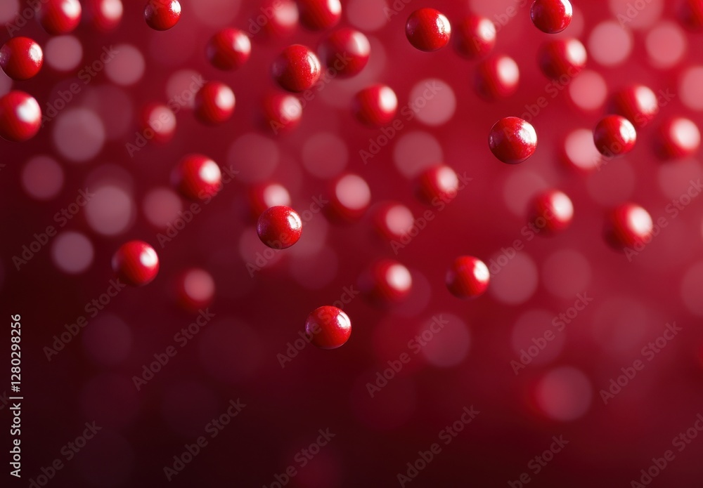Poster abstract red background with floating red spheres creating a soft bokeh effect for design and artist