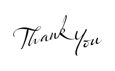 手書き風の筆記体で書いたThank You（ありがとう）の文字（カリグラフィー）

