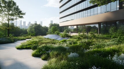 A smart business district focused on achieving a net-zero carbon footprint.