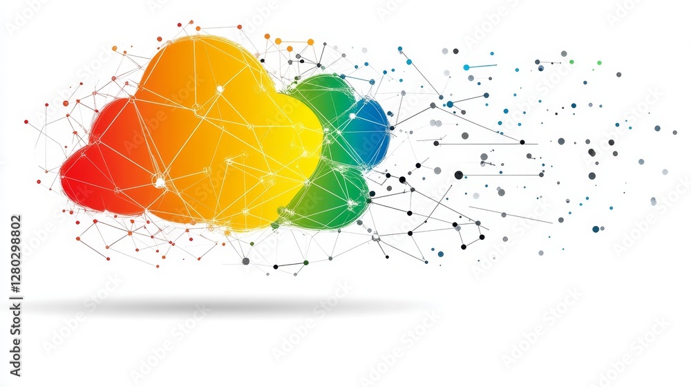 Poster abstract digital cloud network computing innovation colorful technology cloud data server concept fo