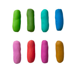 Plasticine Elements Isolated, Modeling Material Clay Pieces, Creativity Clay Dough, Plasticine on White