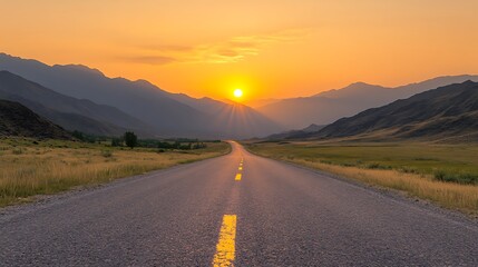 Naklejka premium A picturesque road trip in the Northern Hemisphere captured under bright, eternal sunlight.