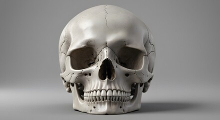 Fototapeta premium Detailed Anatomical Skull Study on Gray Background for Medical or Educational