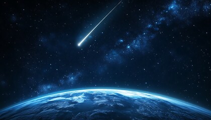 Obraz premium Meteor Striking Earth from Space