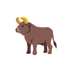 Cartoon bull on white background. Ox cartoon colored clipart illustration. 